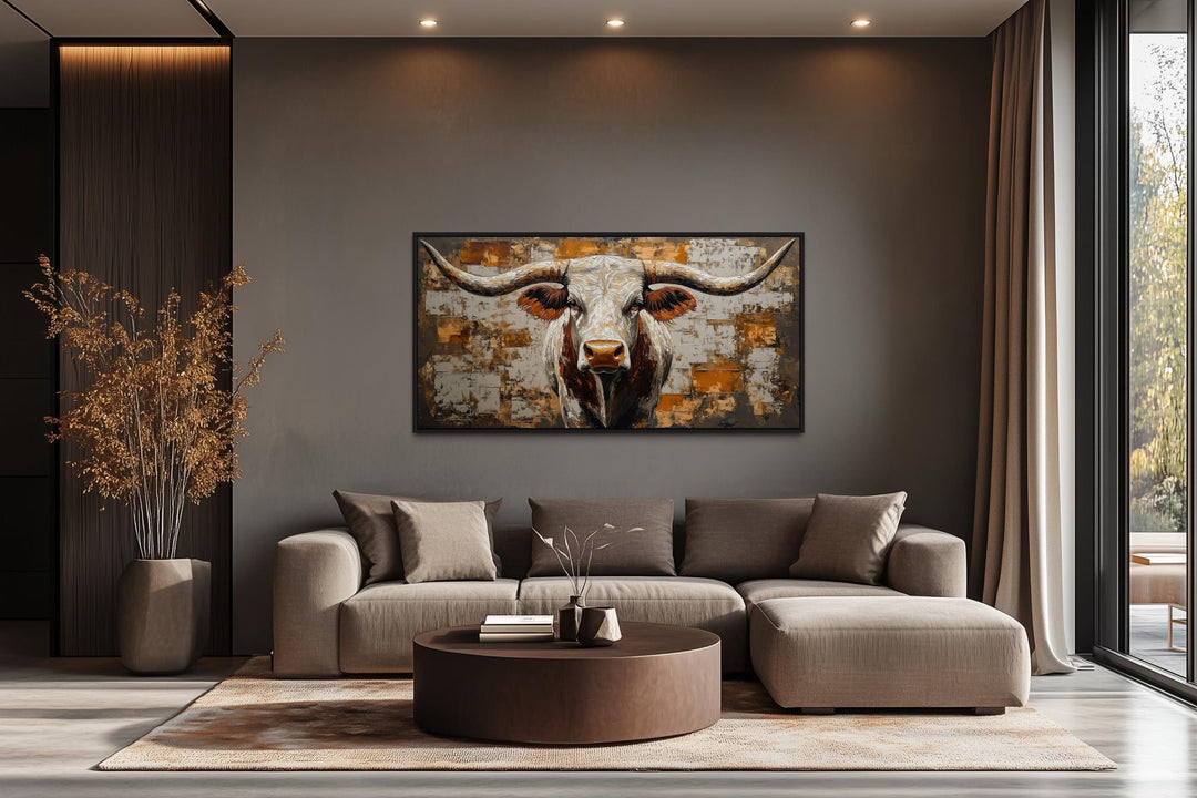 Western Longhorn Bull Extra Large Canvas Wall Art