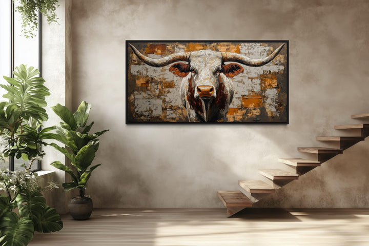 Western Longhorn Bull Extra Large Canvas Wall Art