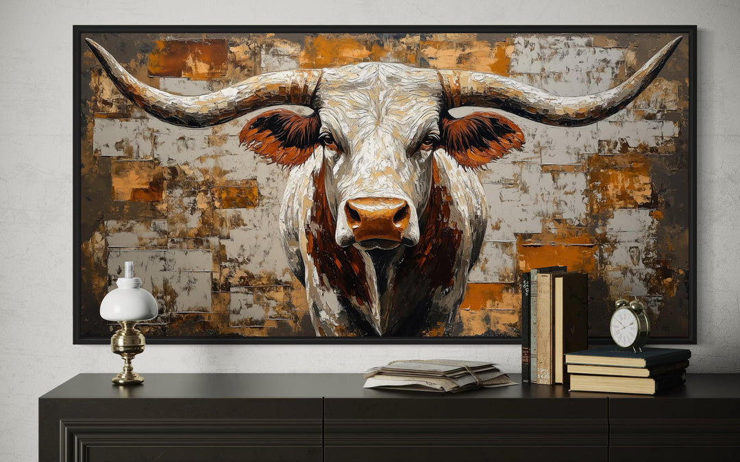Western Longhorn Bull Extra Large Canvas Wall Art
