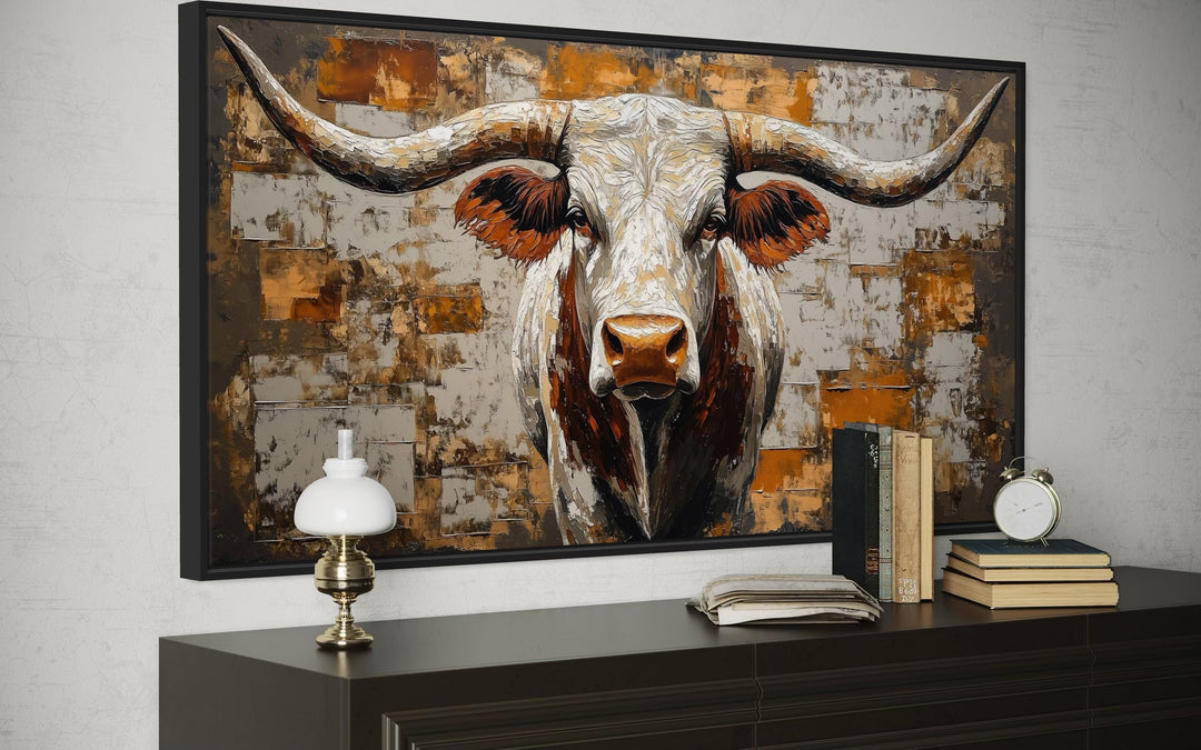 Western Longhorn Bull Extra Large Canvas Wall Art