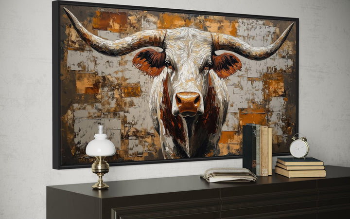 Western Longhorn Bull Extra Large Canvas Wall Art