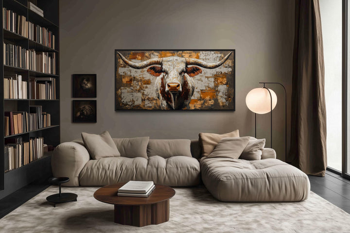Western Longhorn Bull Extra Large Canvas Wall Art