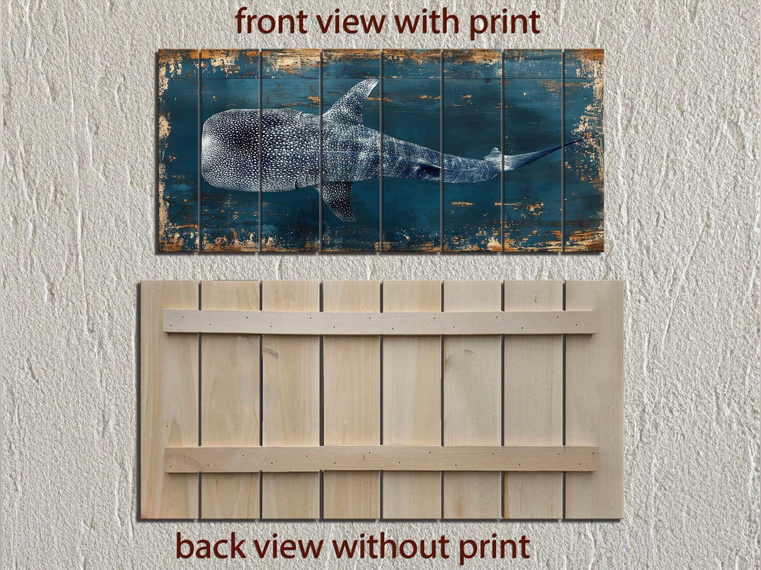 Whale Shark Distressed Wood Wall Art