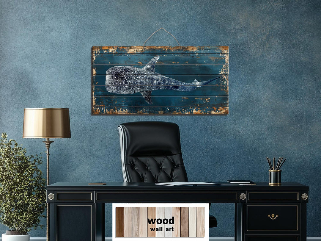 Whale Shark Distressed Wood Wall Art
