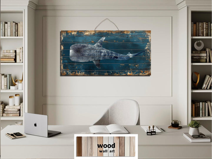 Whale Shark Distressed Wood Wall Art
