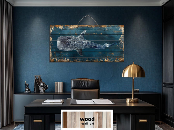 Whale Shark Distressed Wood Wall Art