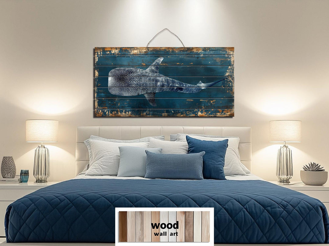 Whale Shark Distressed Wood Wall Art