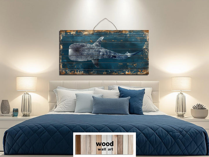 Whale Shark Distressed Wood Wall Art