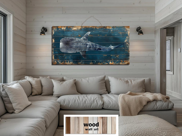 Whale Shark Distressed Wood Wall Art