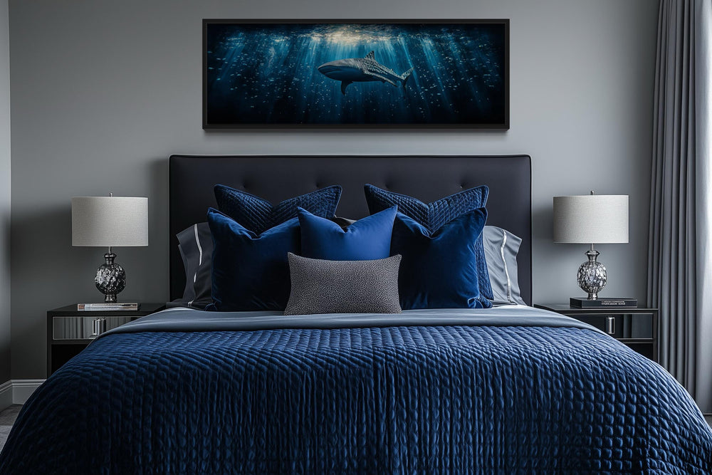 Whale Shark Long Horizontal Underwater Canvas Wall Art