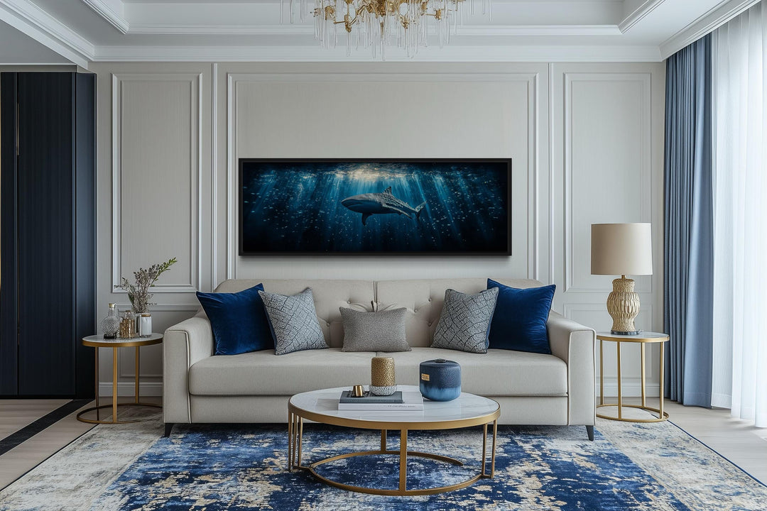 Whale Shark Long Horizontal Underwater Canvas Wall Art