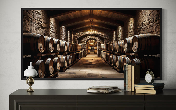 Whiskey Cellar Vintage Painting Framed Bar Canvas Wall Art