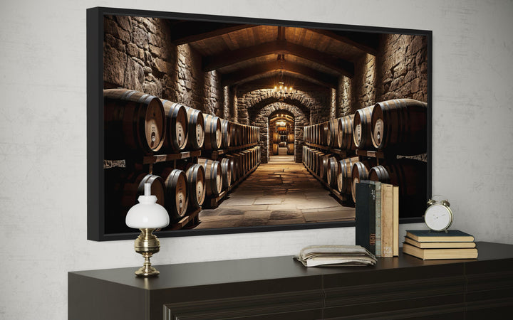 Whiskey Cellar Vintage Painting Framed Bar Canvas Wall Art