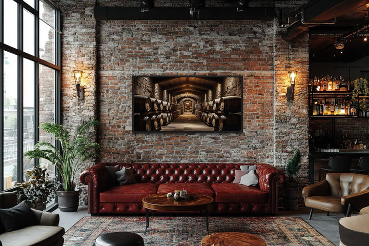Whiskey Cellar Vintage Painting Framed Bar Canvas Wall Art