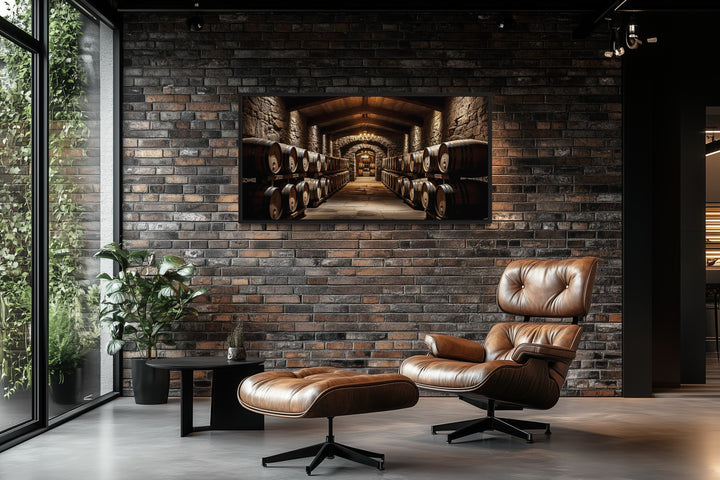 Whiskey Cellar Vintage Painting Framed Bar Canvas Wall Art