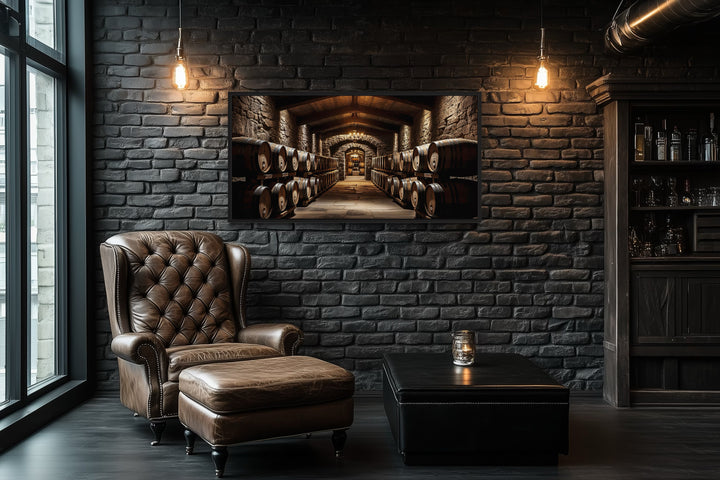 Whiskey Cellar Vintage Painting Framed Bar Canvas Wall Art