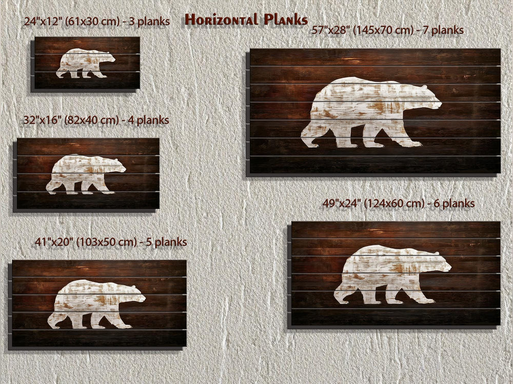 White Bear Silhouette Distressed Wood Wall Art