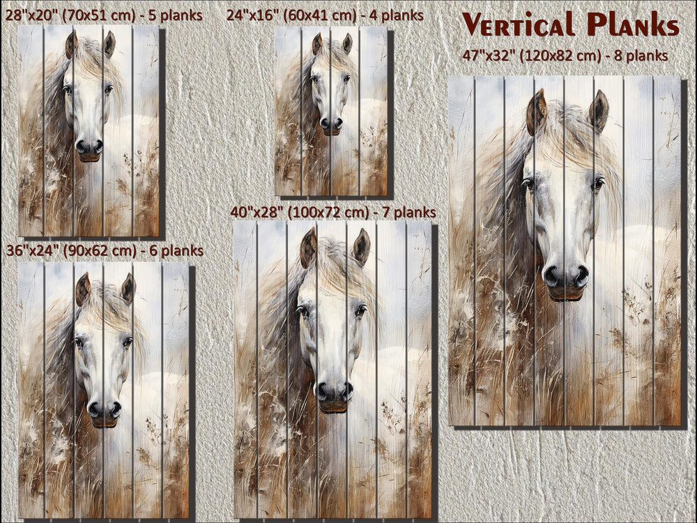White Horse Distressed Wood Wall Art