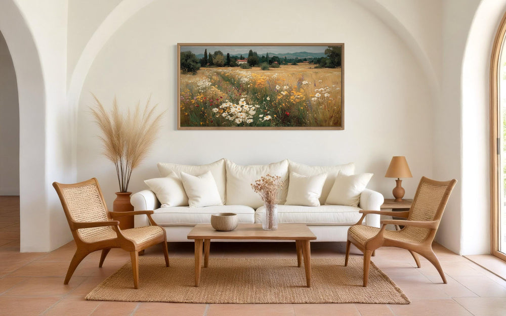 Wildflower Field Landscape Framed Canvas Wall Art