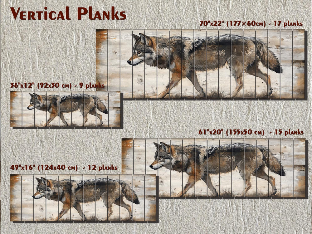 Wolf Long Horizontal Real Wood Wall Art For Cabin Decor