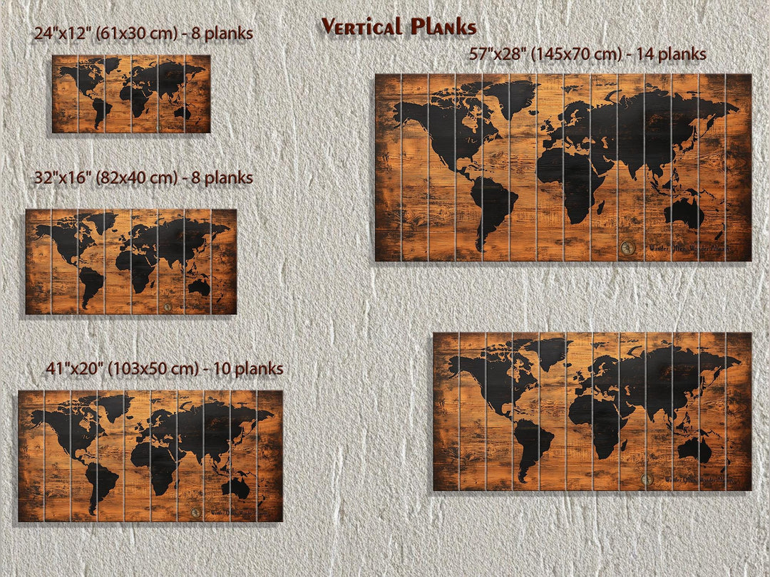 Wooden World Map Distressed Wall Art