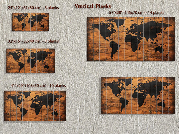 Wooden World Map Distressed Wall Art