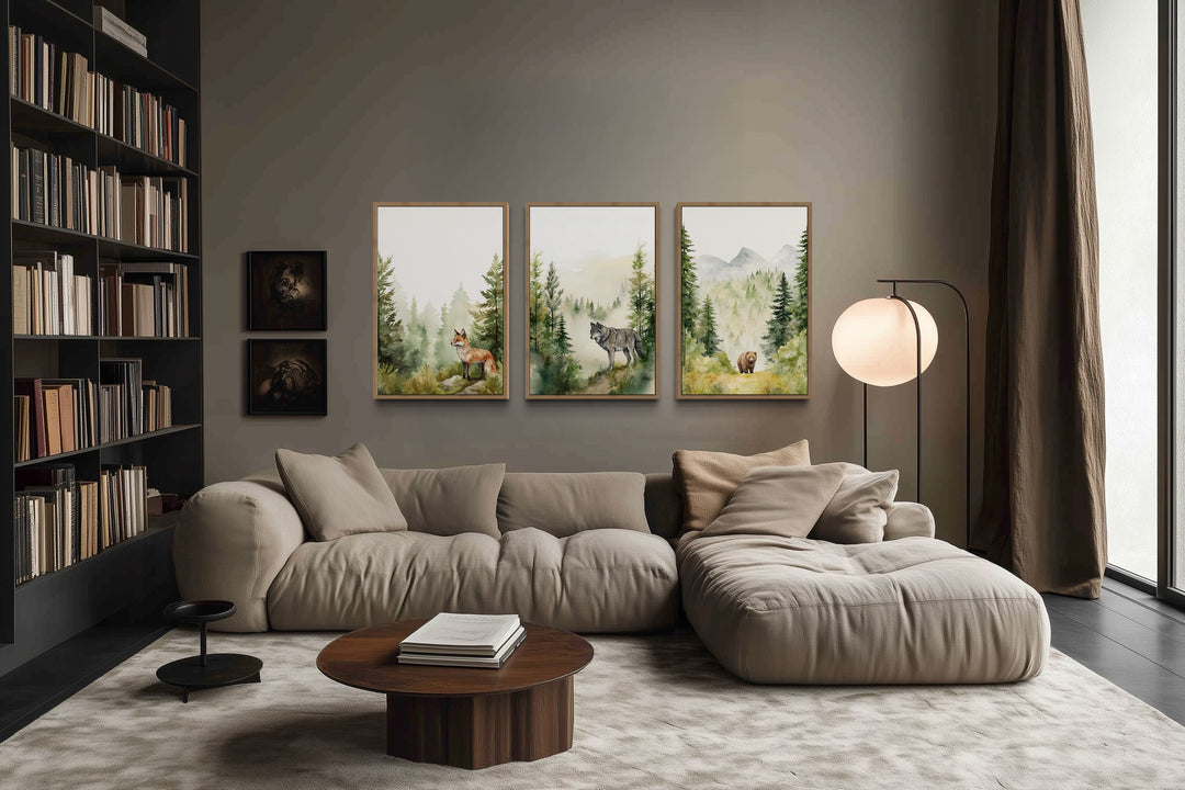 Woodland Animals Fox Bear And Wolf In The Forest Nursery Wall Art