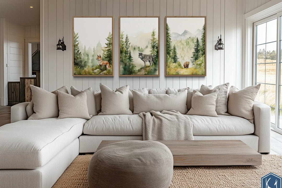 Woodland Animals Fox Bear And Wolf In The Forest Nursery Wall Art