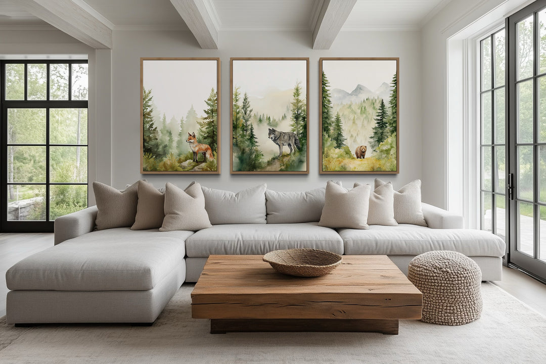 Woodland Animals Fox Bear And Wolf In The Forest Nursery Wall Art