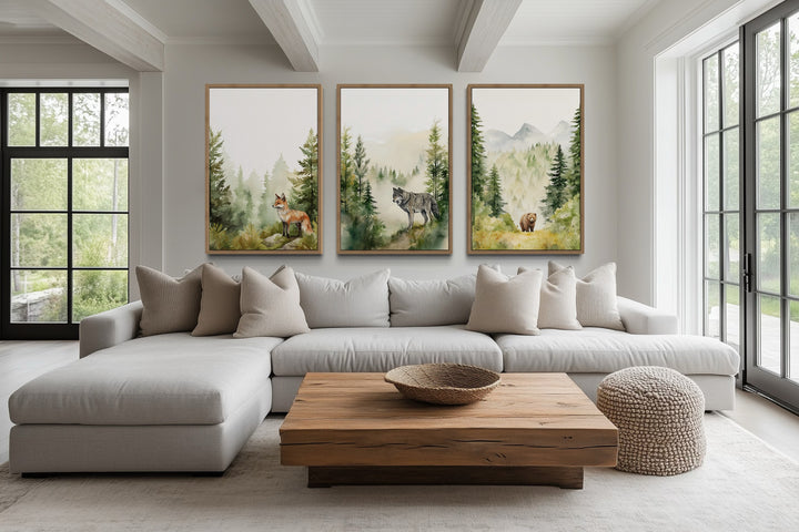 Woodland Animals Fox Bear And Wolf In The Forest Nursery Wall Art