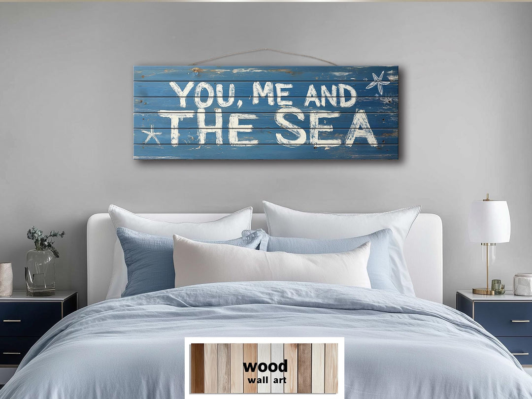 You Me And The Sea Horizontal Distressed Wood Wall Art