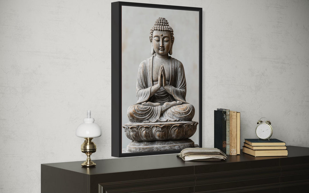 Zen Buddha Statue Painting Framed Canvas Wall Art