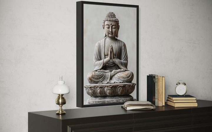 Zen Buddha Statue Painting Framed Canvas Wall Art
