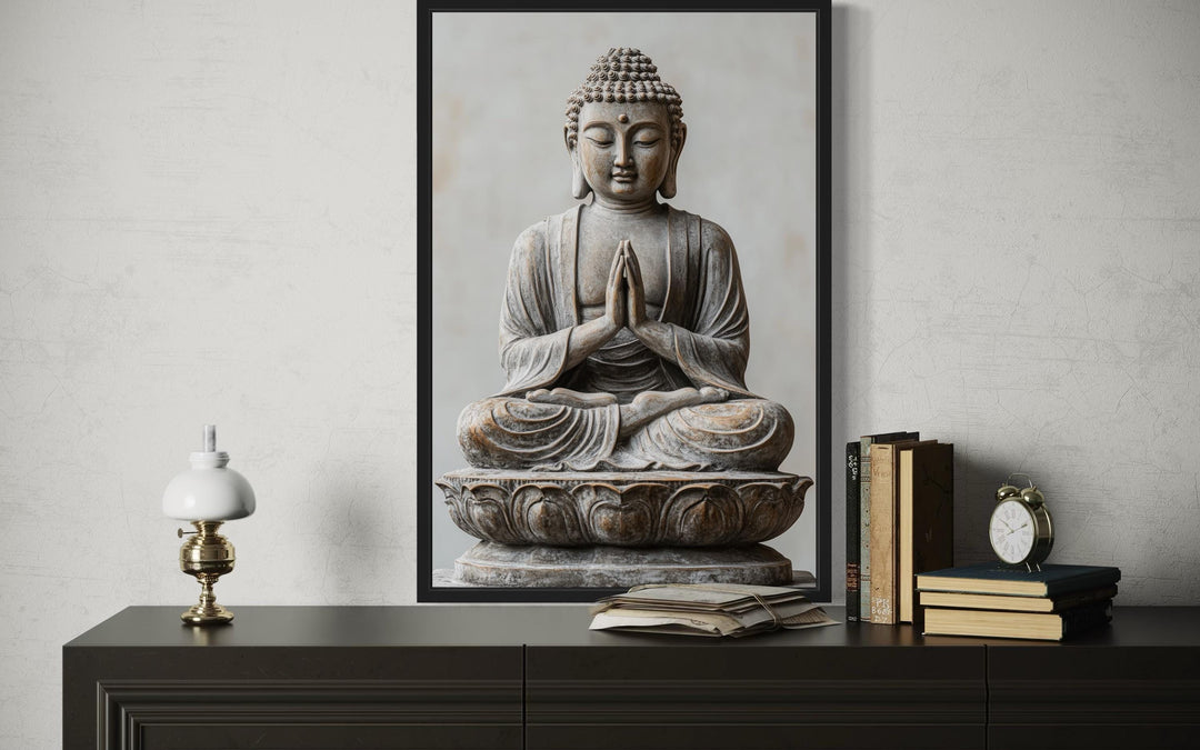 Zen Buddha Statue Painting Framed Canvas Wall Art
