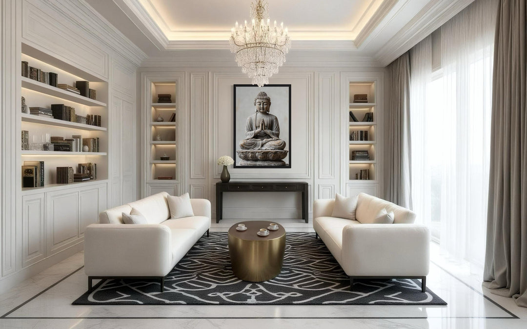 Zen Buddha Statue Painting Framed Canvas Wall Art