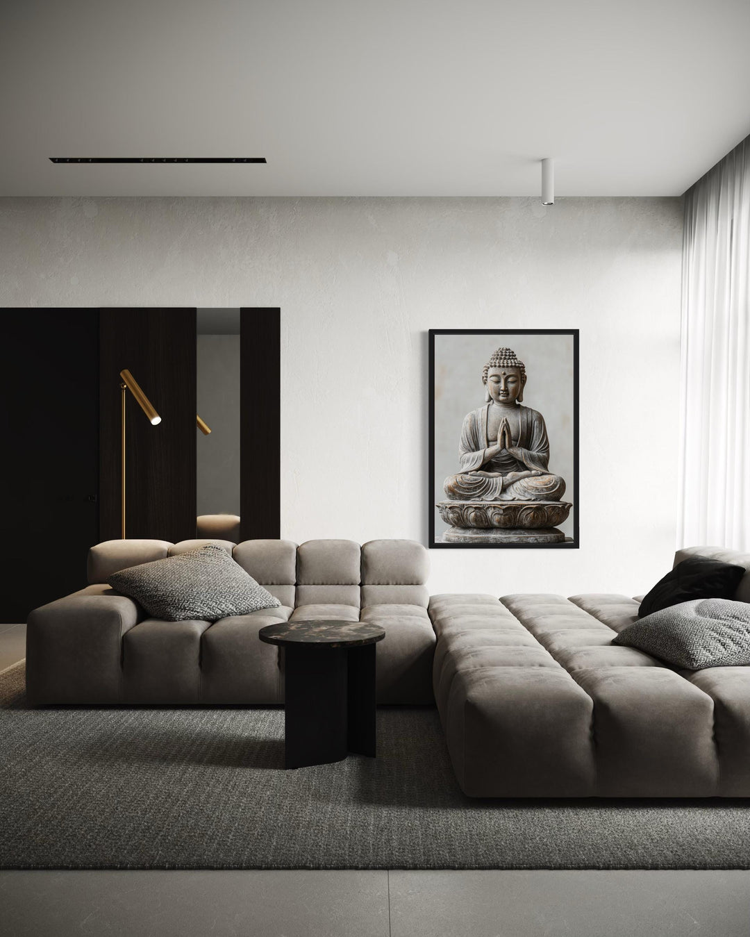 Zen Buddha Statue Painting Framed Canvas Wall Art