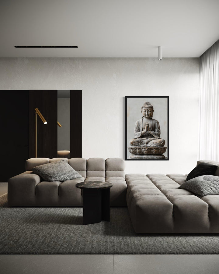 Zen Buddha Statue Painting Framed Canvas Wall Art