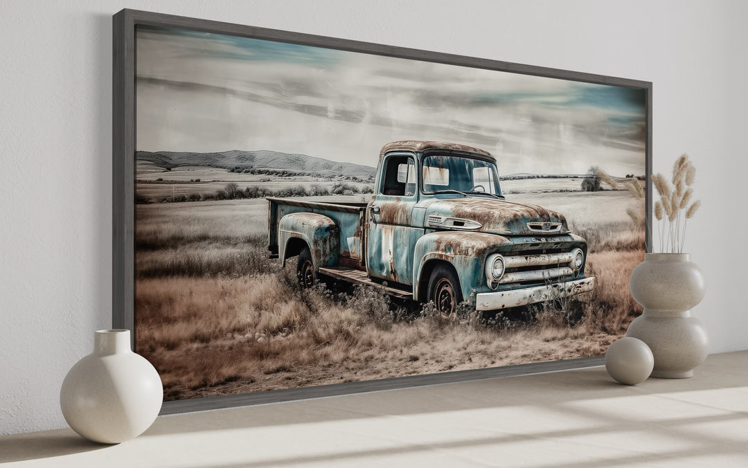 Old Blue Truck Rustic Chic Farmhouse Wall Decor side view