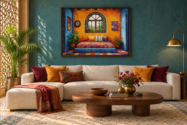 Indian Bedroom Framed Canvas Wall Art