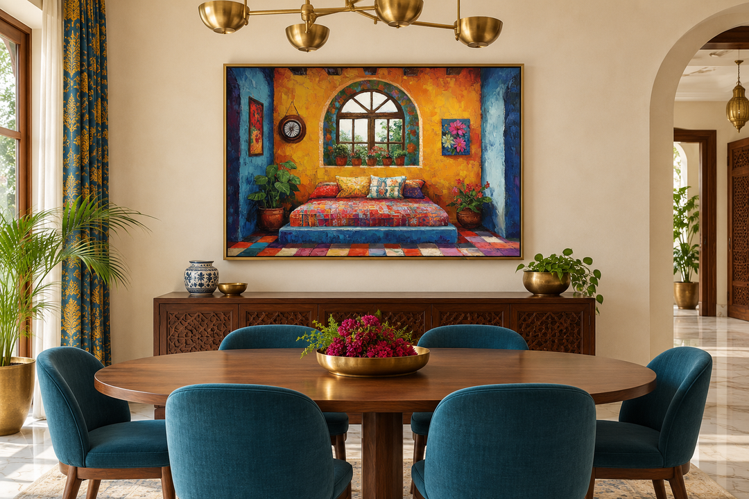 Indian Bedroom Framed Canvas Wall Art