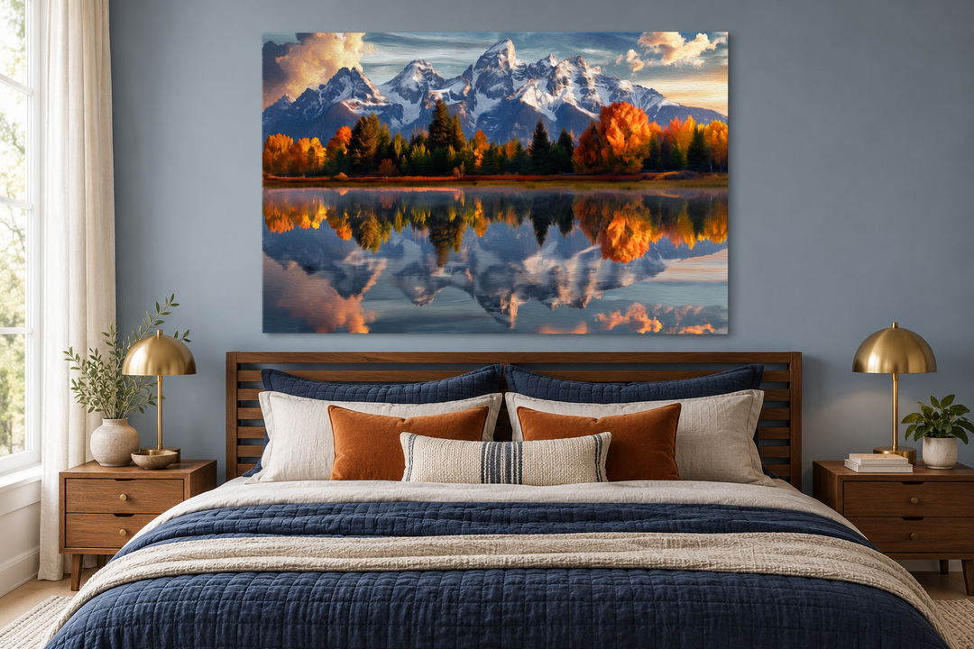 Décoration murale à panneaux multiples en 5 pièces représentant les montagnes Grand Teton
