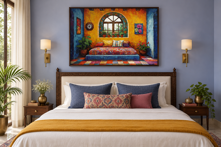 Indian Bedroom Framed Canvas Wall Art