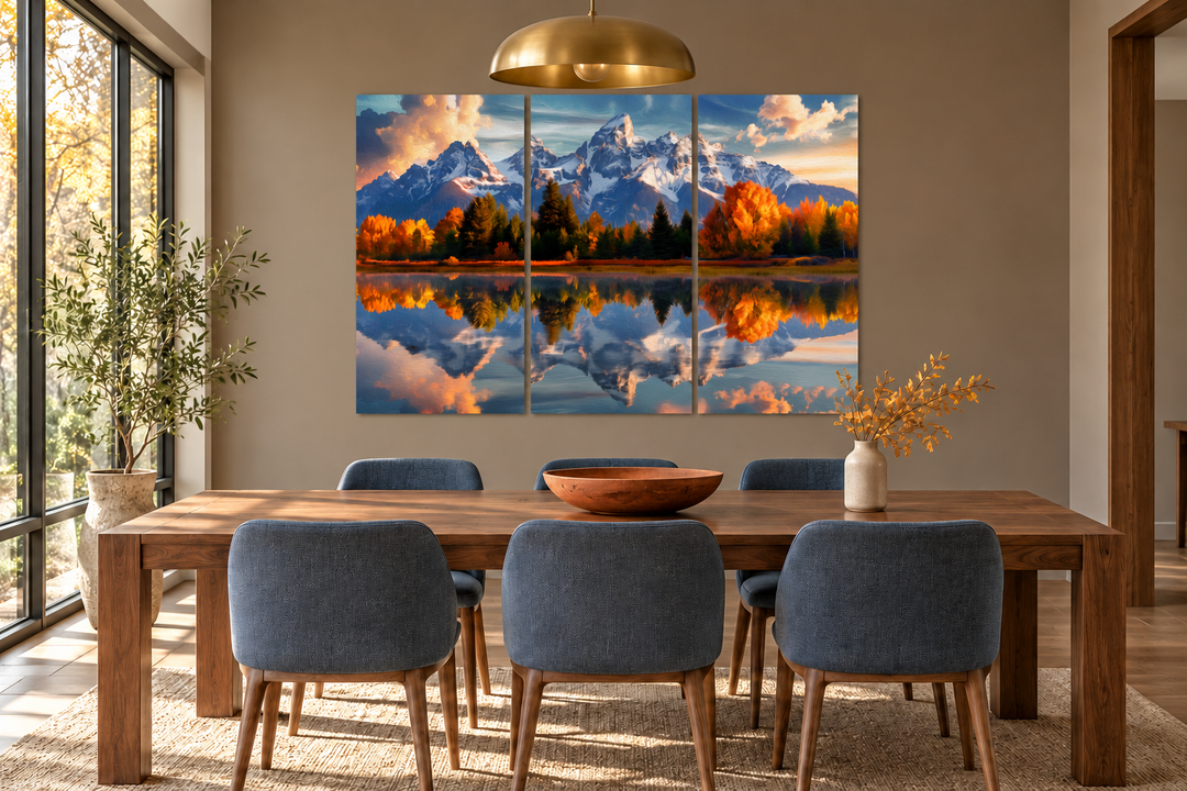 Décoration murale à panneaux multiples en 5 pièces représentant les montagnes Grand Teton