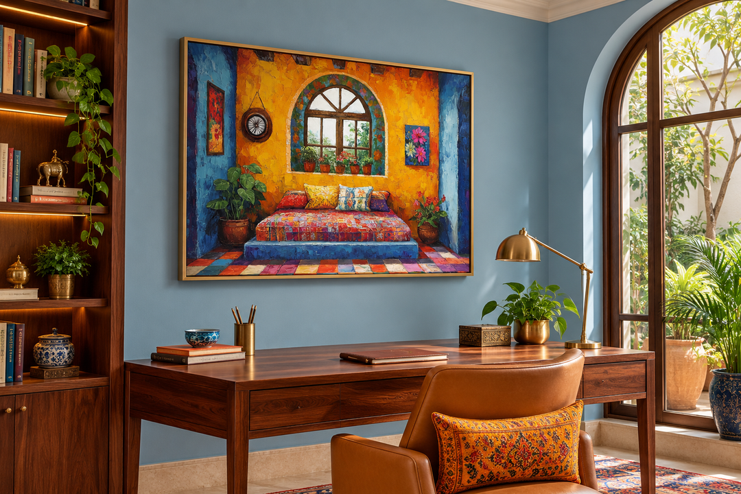 Indian Bedroom Framed Canvas Wall Art
