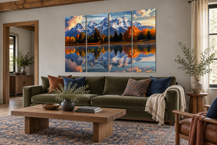 Décoration murale à panneaux multiples en 5 pièces représentant les montagnes Grand Teton