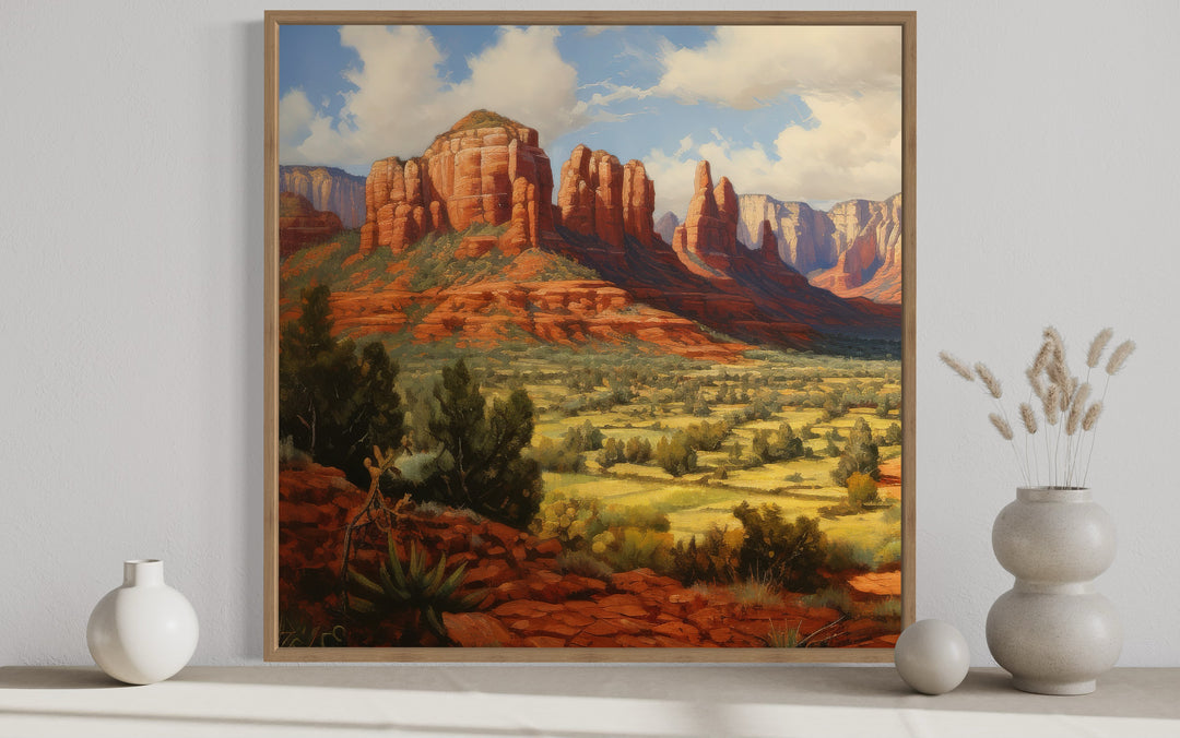 Sedona Arizona Desert Landscape Framed Canvas Wall Art close up