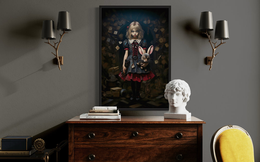 Gothic Alice In Wonderland Framed Canvas Wall Art