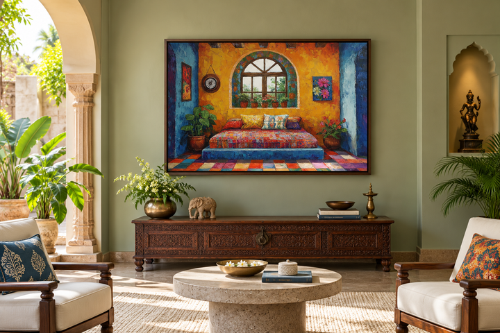 Indian Bedroom Framed Canvas Wall Art