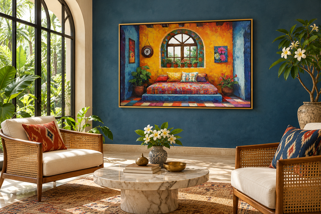 Indian Bedroom Framed Canvas Wall Art