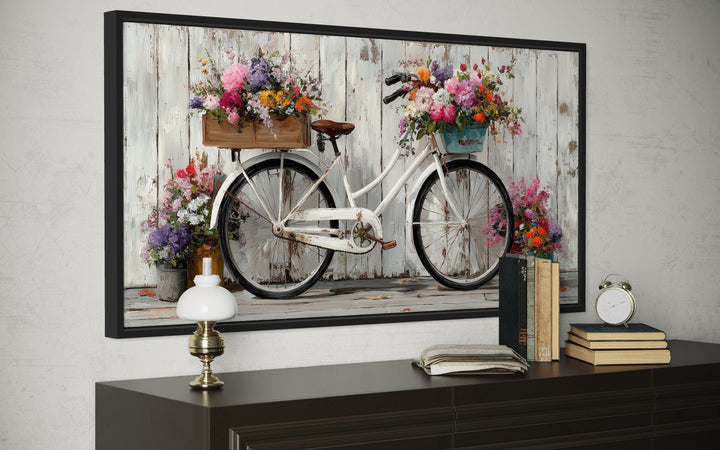 Vintage Bicycle with Flowers Canvas Wall Art